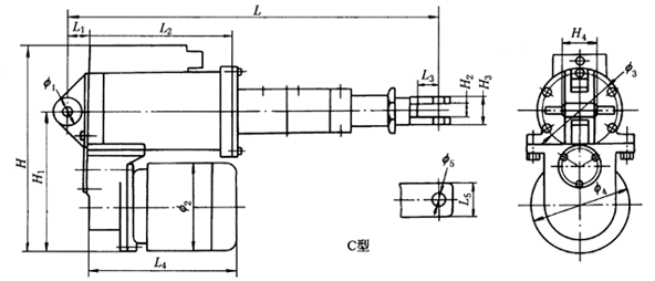 DG型電動推桿C型外形尺寸