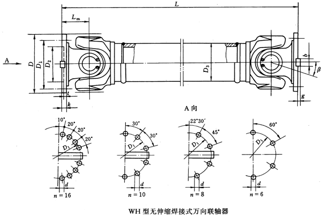 WH型無(wú)伸縮焊接式萬(wàn)向聯(lián)軸器(JB/T5513-91)