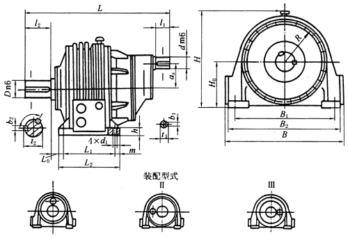 NBZD型行星齒輪減速機(jī)外形及安裝尺寸