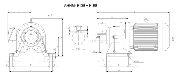ADC系列擺線減速機尺寸圖表AHHM-9135~9165