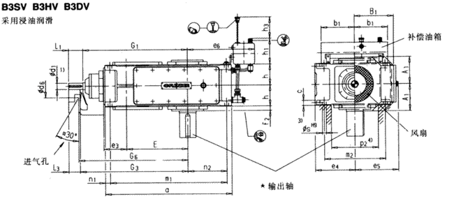直交軸齒輪箱三級傳動立式安裝(B3.V)