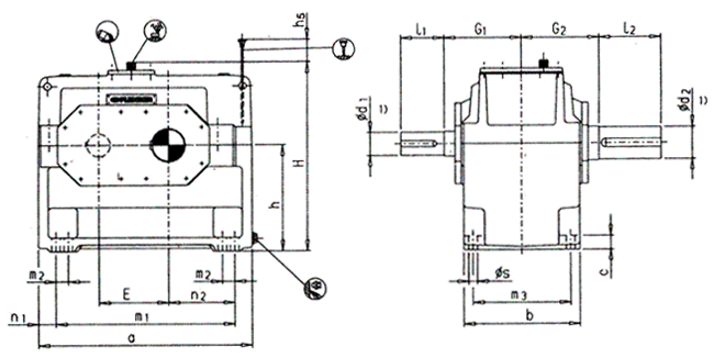 平行軸齒輪箱單級(jí)傳動(dòng)臥式安裝(類型H1SH)