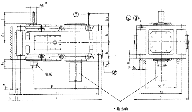 平行軸齒輪箱二級(jí)傳動(dòng)立式安裝(類(lèi)型H2.V)