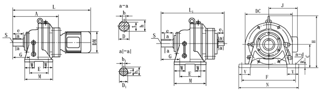 ZG系列鋼鐵公司專用行星擺線針輪減速機(jī)外形尺寸(雙級)