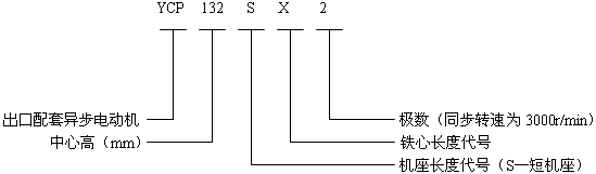 YCP系列(IP54)三相異步電動(dòng)機(jī)型號標(biāo)記