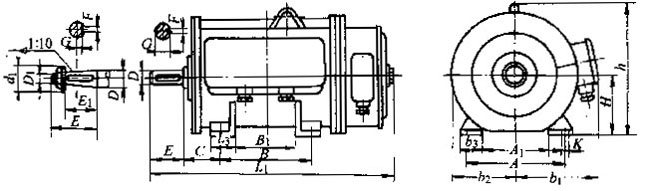 JZ2-H系列電動機起貨交流三相異部電動機外形及安裝尺寸