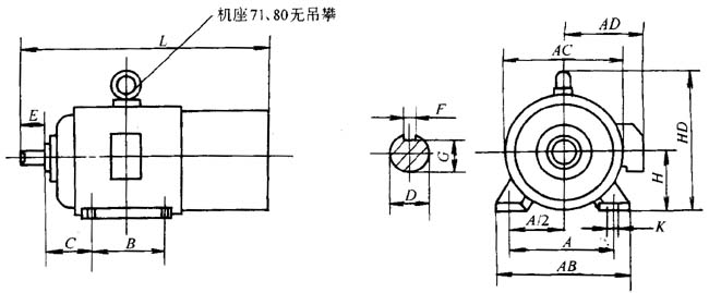SEJ系列電磁制動(dòng)三相異步電動(dòng)機(jī)外形尺寸(H71~160mm)