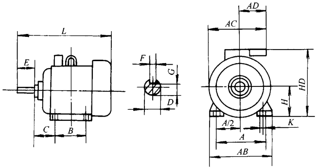 YB系列中型低壓隔壁爆型三相異步電動機外形及安裝尺寸