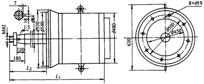 YLD型爐用多速電動(dòng)機(jī)外形及安裝尺寸
