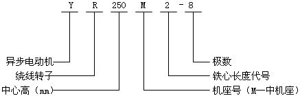 YR系列(IP44)三相異步電動機(jī)型號標(biāo)記