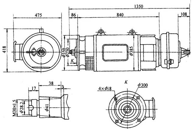 YRTE型起重用繞線轉(zhuǎn)子三相異步電動(dòng)機(jī)外形尺寸