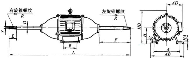 YSP系列拋光專用異步電動(dòng)機(jī)外形尺寸