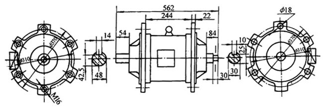 YSP系列拋光專用異步電動(dòng)機(jī)外形尺寸