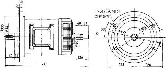 YTDP系列335型臥式,凸緣安裝型式(IM3002)